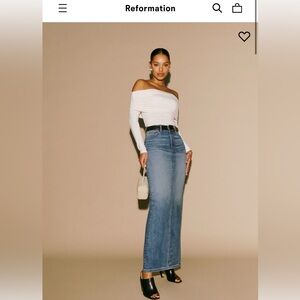 Reformation Daria Ultra High Rise Denim Maxi Skirt 25